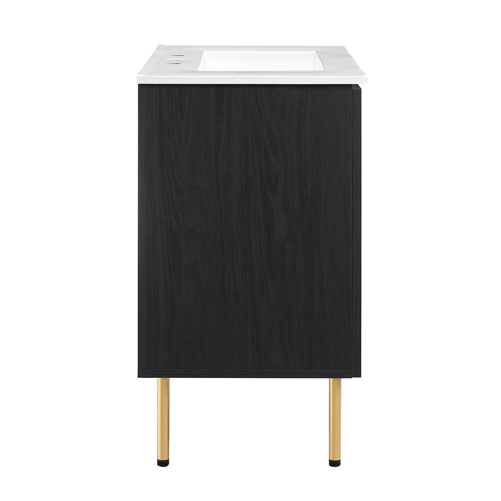 Alt View 4. Modway - Chaucer Bathroom Vanity with White Basin Included by Modway - Black White.