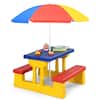 Front. Costway - Costway Kids Picnic Table Set W/Removable Umbrella Indoor Outdoor Garden Patio - Multicolor.