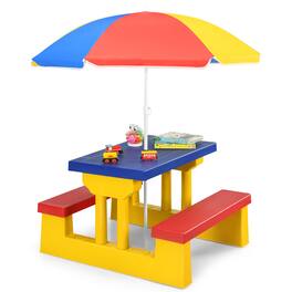 Costway - Kids Picnic Table Set W/Removable Umbrella Indoor Outdoor Garden Patio - Multicolor
