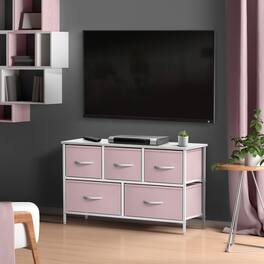 Sorbus - TV Stand Dresser with 5 Drawers - Television Riser Chest with Storage - Fits Most TVs, Bedroom, Living Room - Pink