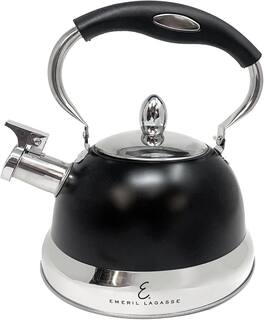 Emeril Lagasse - 2.6 Qt Whistling Tea Kettle, Stainless Steel, Induction, Folding Handle - Matte Black