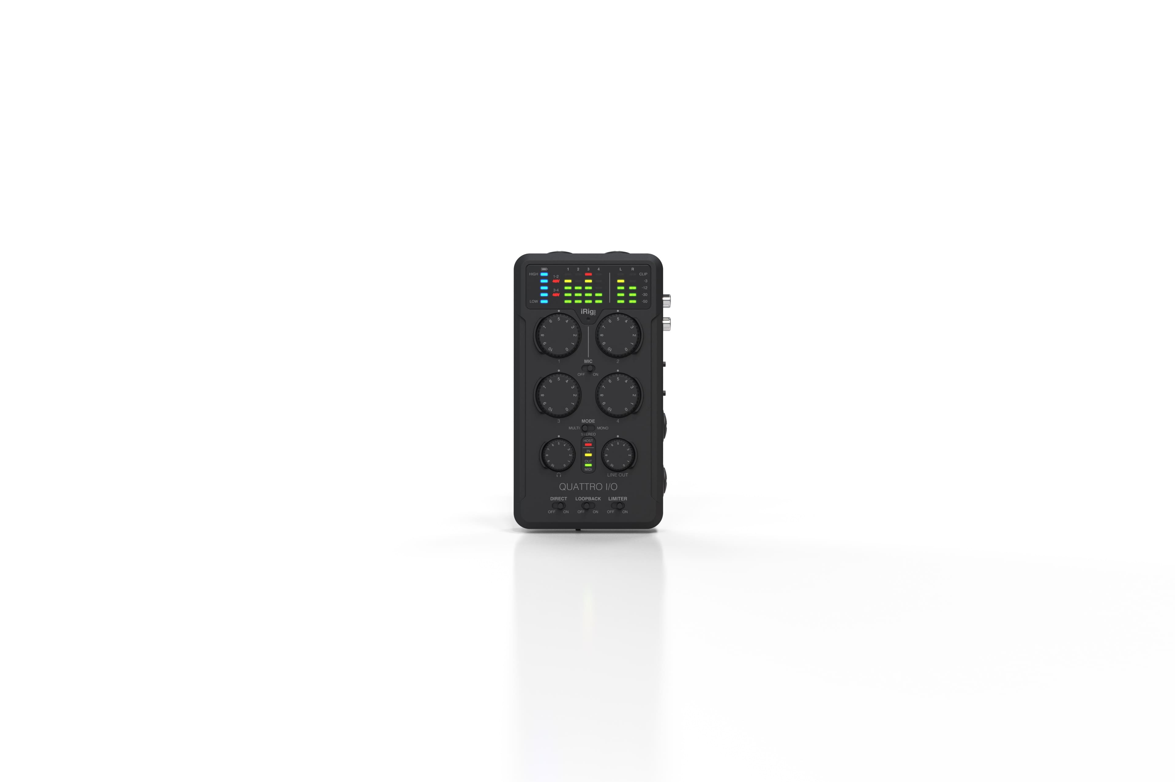 Front. IK Multimedia - iRig Pro Quattro I/O - Black.