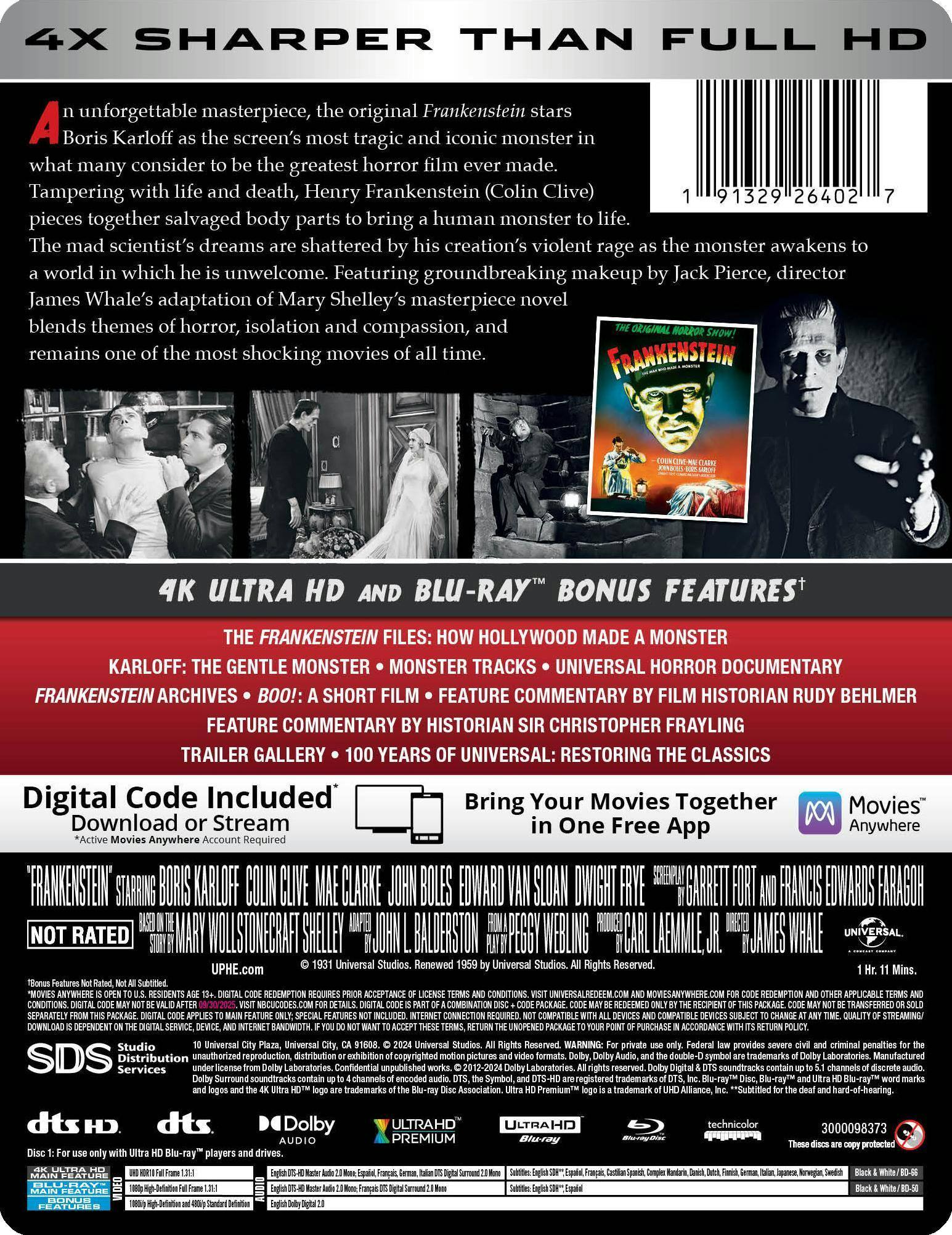 Back. Frankenstein (Limited Edition 4K Ultra HD Steelbook + Blu-ray + Digital) [UHD].