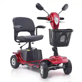 VEVOR - Heavy-Duty 4 Wheel Mobility Scooter for Adults & Seniors - Folding Electric Powered Mobility Scooter, 12 Mile Long Range - Black;Red