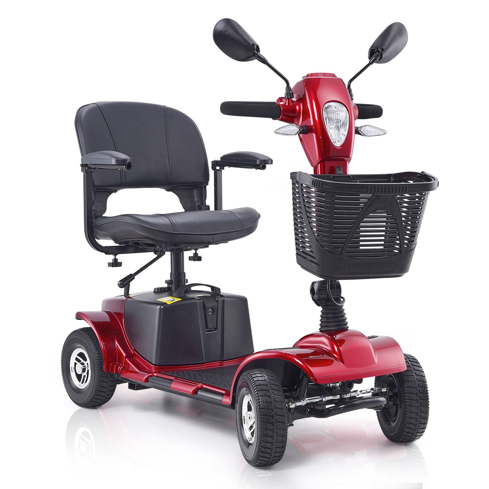Front. VEVOR - Heavy-Duty 4 Wheel Mobility Scooter for Adults & Seniors - Folding Electric Powered Mobility Scooter, 12 Mile Long Range - Black;Red.
