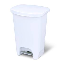 Glad - Kitchen Trash Can with Lid, Foot Pedal and Garbage Bag Rings, 13 Gal - White