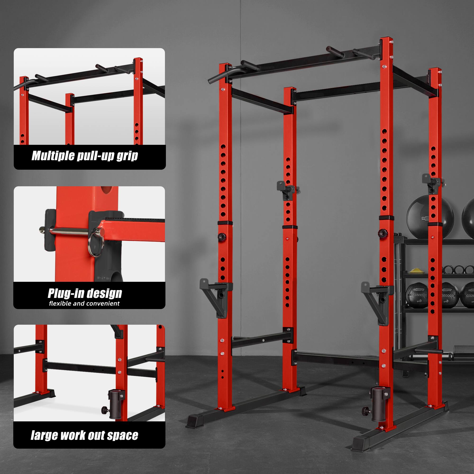 Multiple pull-up grip

Plug-in design
flexible and convenient

large work out space