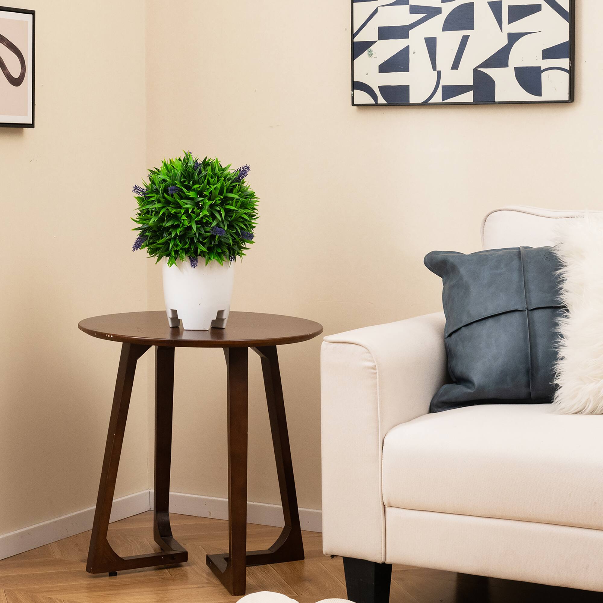 Alt View 1. Gymax - Gymax 2 PCS Artificial Lavender Topiary Balls 12 Inch Faux Hanging Plant Balls w/ Flowers - Purple, Green.