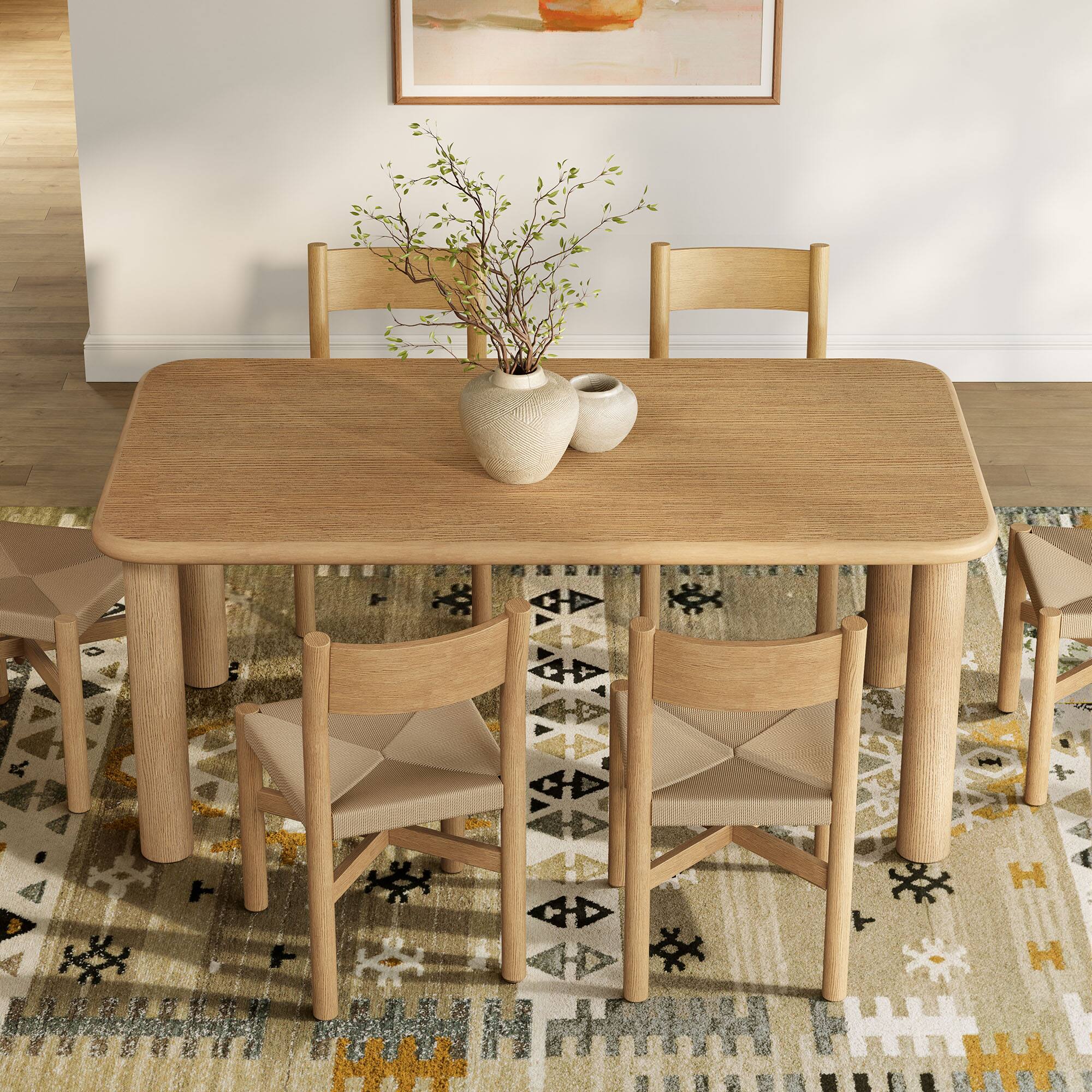 Alt View 4. Modway - Alvia 7-Piece Wood Dining Table and Chairs Set by Modway - Weathered Oak.
