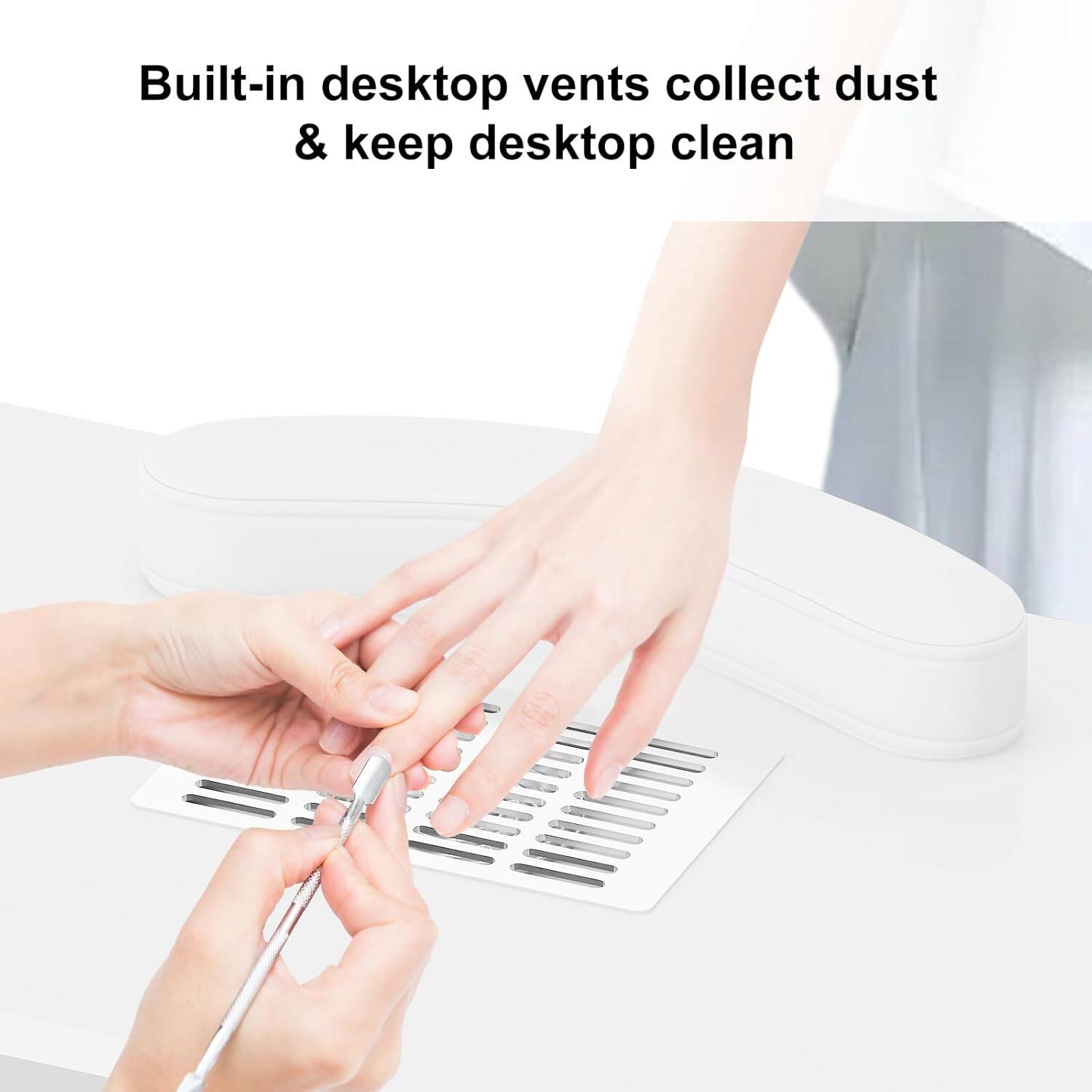 Built-in desktop vents collect dust & keep desktop clean