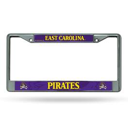Rico Industries - East Carolina University Pirates - 12" x 6" Standard Size - Chrome Metal License Plate Frame - Multi