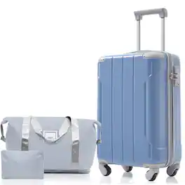 PexFix - 3-Piece Luggage Set with 20" Carry-On, Lightweight Hardshell ABS, Spinner Wheels, for Business & Weekend Travel - Glacier Lake