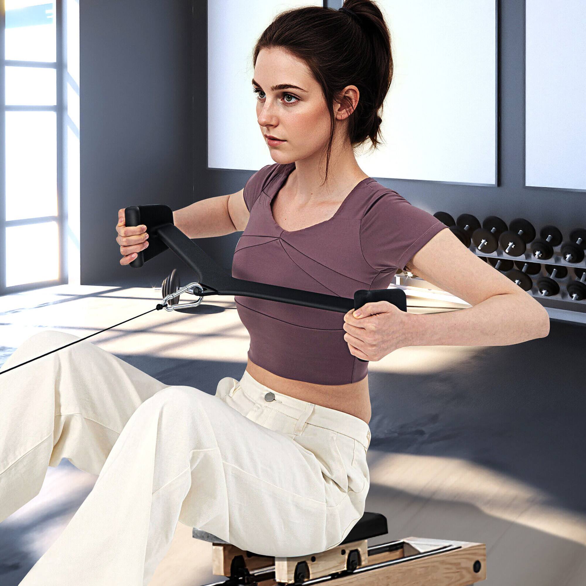 Alt View 11. Costway - LAT Pulldown Attachment Set Back Strength Training Bicep Tricep Handle Grips - Black.