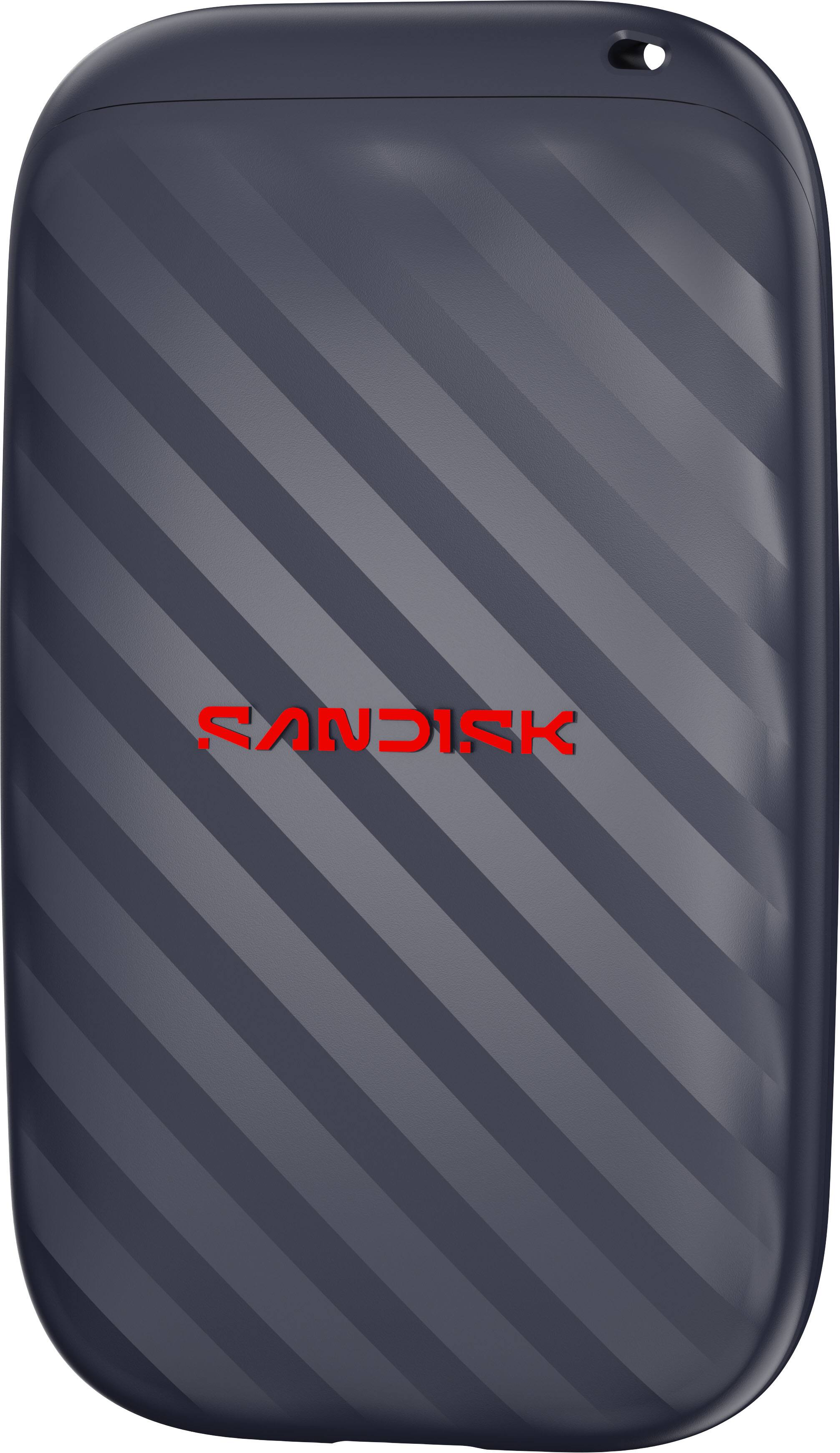 Angle. SANDISK - 500GB Portable Drive - Up to 600MB/s Read Speeds, 4x Faster than HDD, Durable, Up to 2M Drop Protection, USB Type-C - Black.