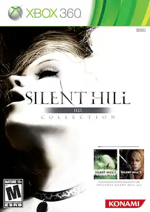 XBOX 360
NTSC
SILENT HILL HD COLLECTION
MATURE 17+
CONTENT RATED BY ESRB
INCLUDES SILENT HILL 2 & 3
KONAMI - E10+ (Everyone 10+)