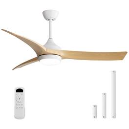 Sofucor - 52 Inch Outdoor Ceiling Fans with Lights & Remote Control High Airflow 6000CFM Reversible for Bedroom Living Room Patios - Standard - White Beige