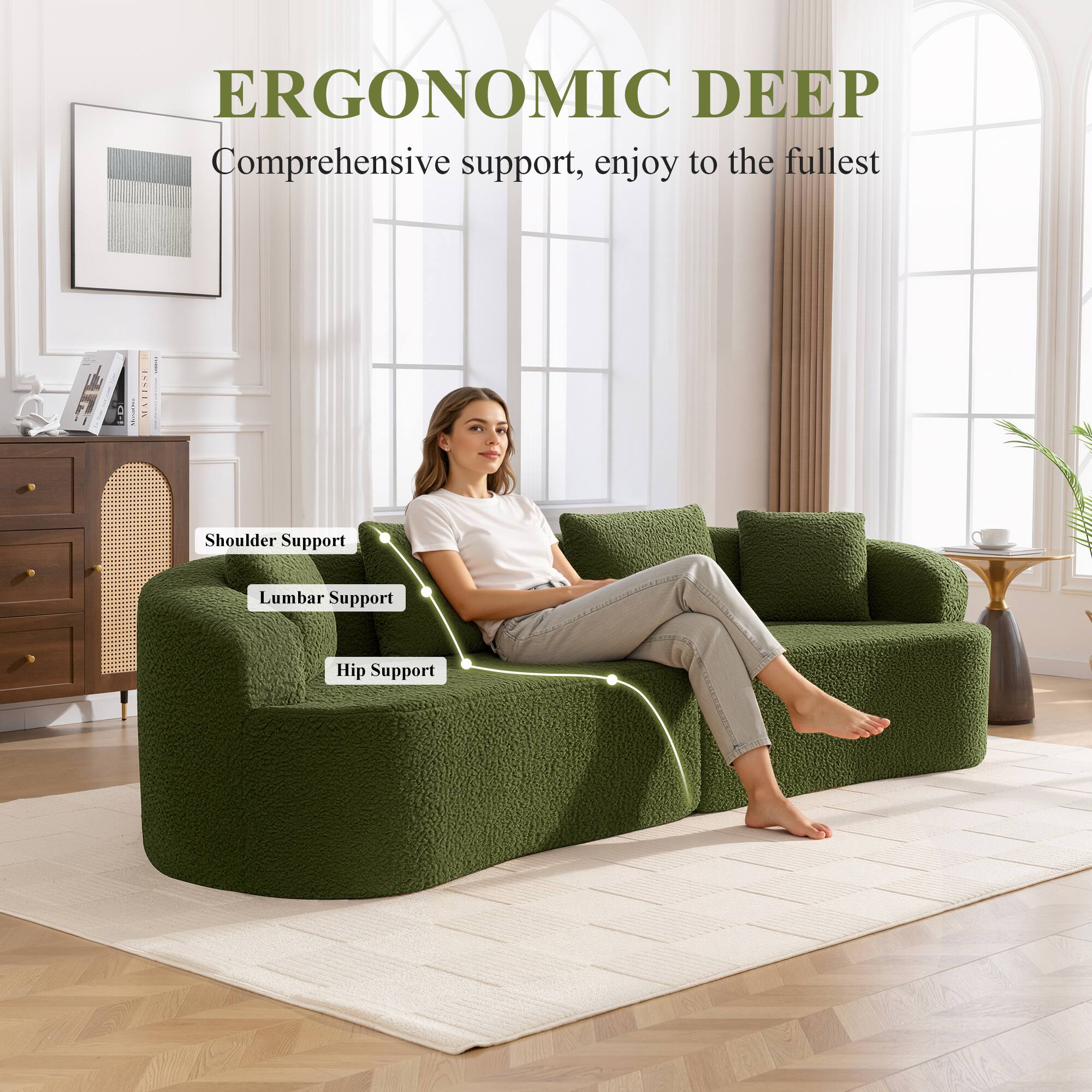 ERGONOMIC DEEP  
Comprehensive support, enjoy to the fullest  

Shoulder Support  
Lumbar Support  
Hip Support