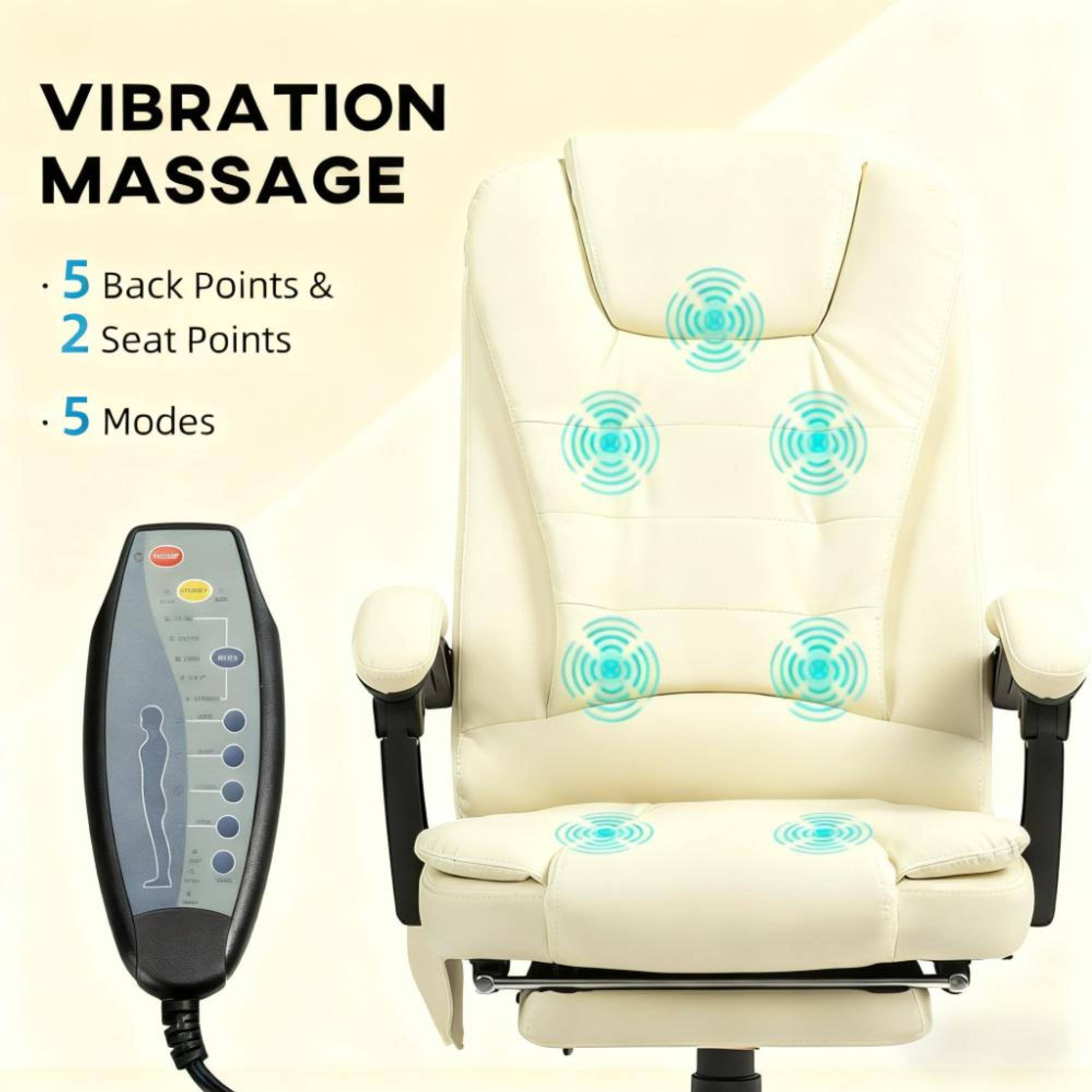 VIBRATION MASSAGE

- 5 Back Points & 2 Seat Points
- 5 Modes