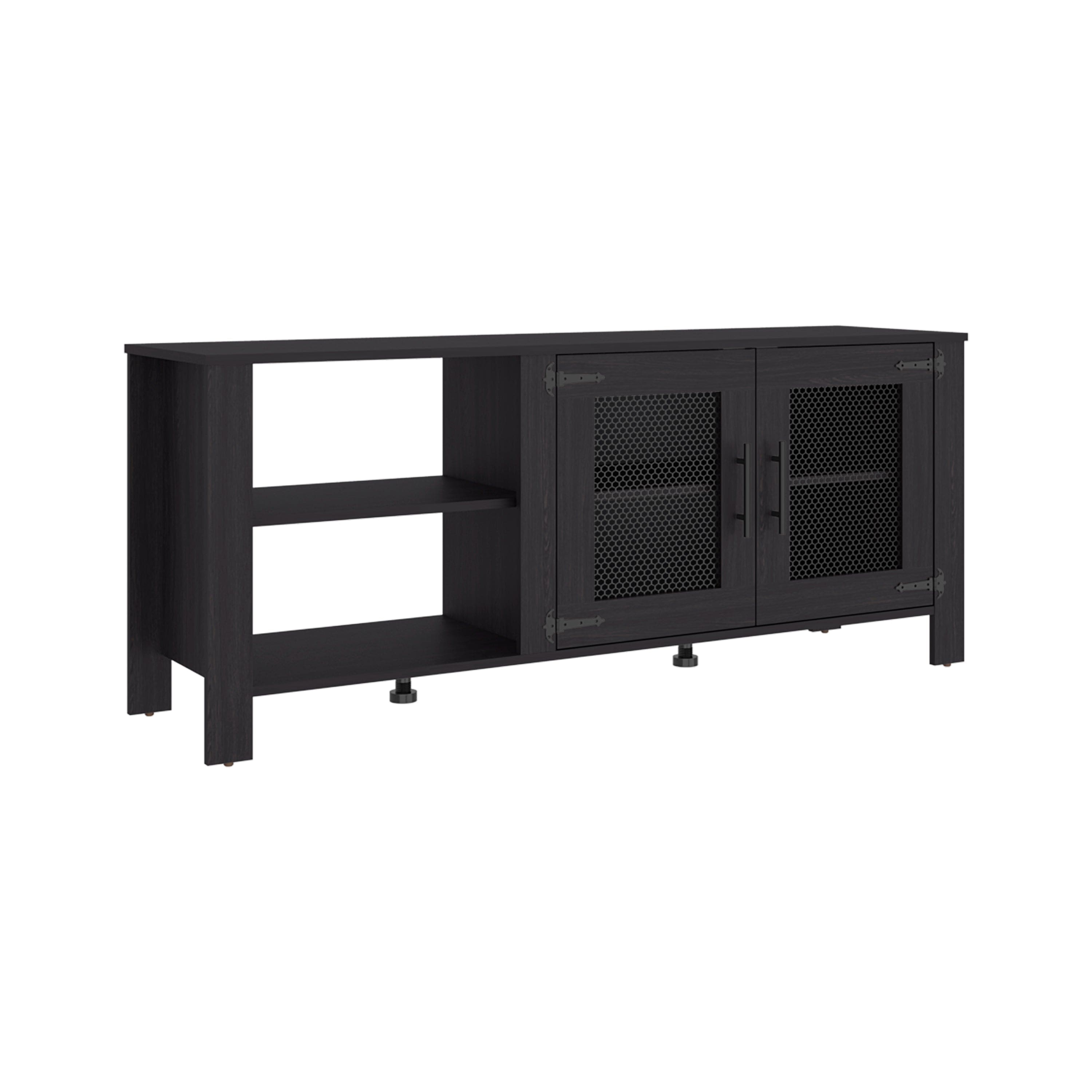 TuHome - Modern Farmhouse TV Stand with 2-Door Cabinet and Open Shelves, Fits TVs up to 70inch - Dark Brown price history on PriceWatchPro