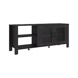 TuHome - Modern Farmhouse TV Stand with 2-Door Cabinet and Open Shelves, Fits TVs up to 70inch - Dark Brown