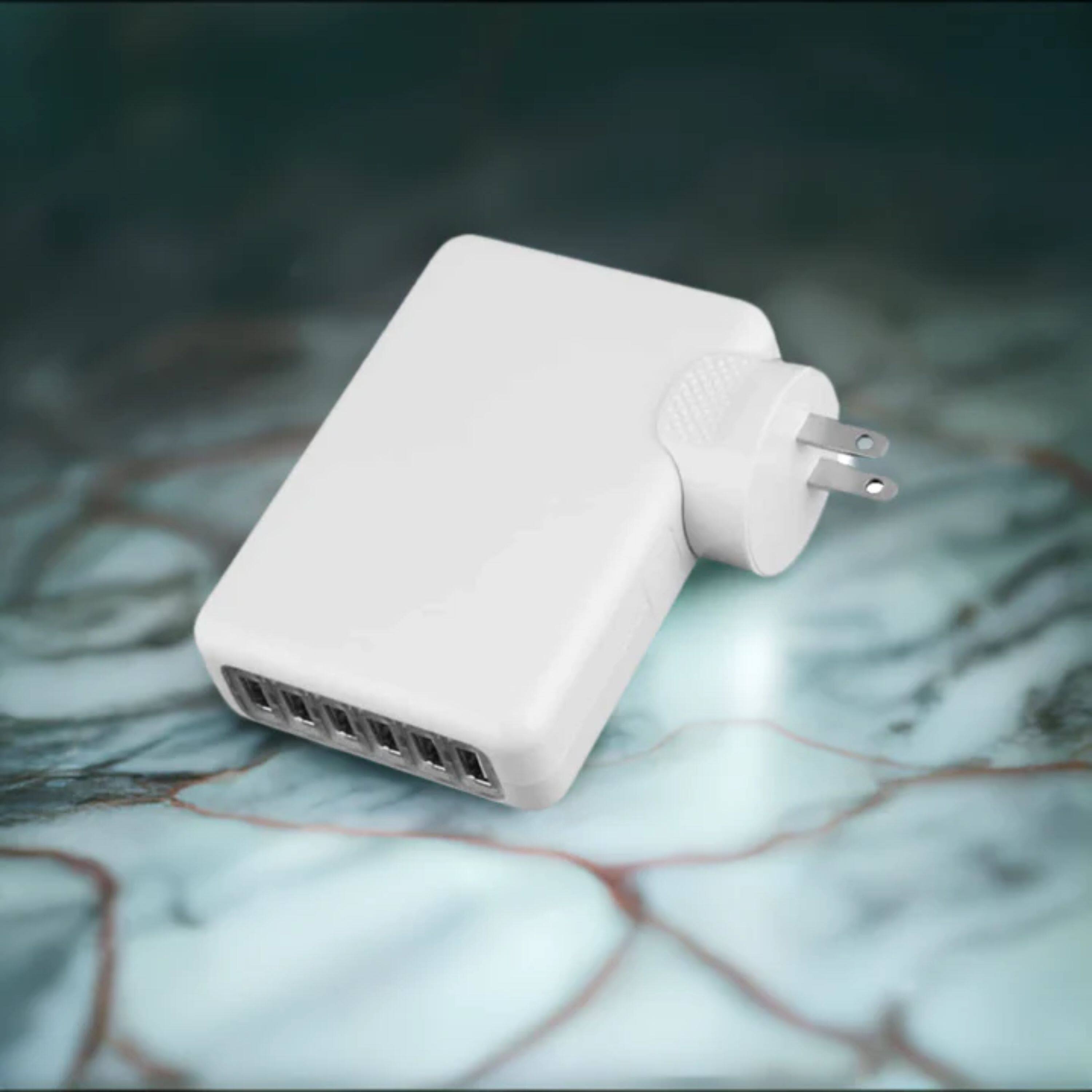 Left. Kitcheniva - 6 Port USB Wall Charger High Speed Charging Hub for Phones and Tablets - White.