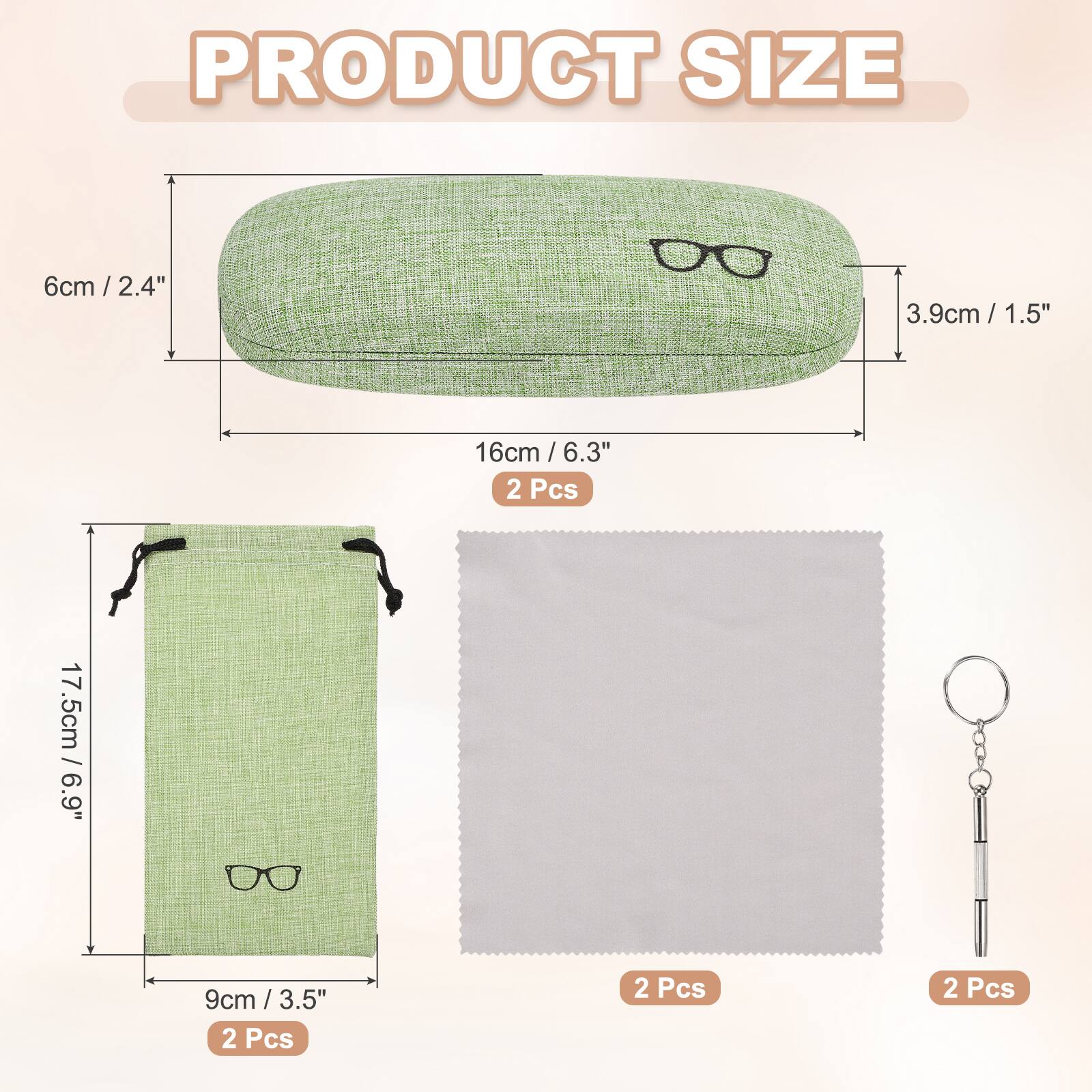 PRODUCT SIZE

- 6cm / 2.4"
- 3.9cm / 1.5"
- 16cm / 6.3" (2 Pcs)
- 17.5cm / 6.9" (2 Pcs)
- 9cm / 3.5" (2 Pcs)