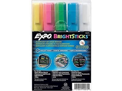 Expo - BrightSticks Wet Erase Markers, Bullet Tip, Assorted, 5/Pack (14075) price history on PriceWatchPro
