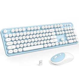 Reds Spade - And Mouse Combo Retro With Round Keycaps 2 Dropout free Connection Cute For Pc laptop windows Xp 7 8 10 col - Blue White