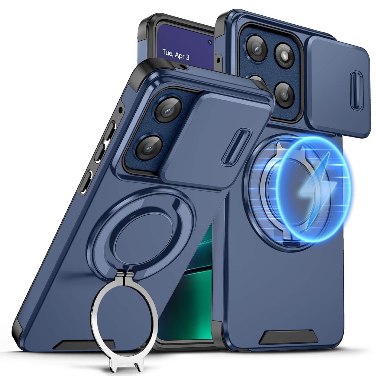 Dteck - for Motorola G Stylus 5G (2026/2025) Case with Camera Sliding Cover, Shockproof Magnetic Cover with Rotate Ring Stand - Blue price history on PriceWatchPro