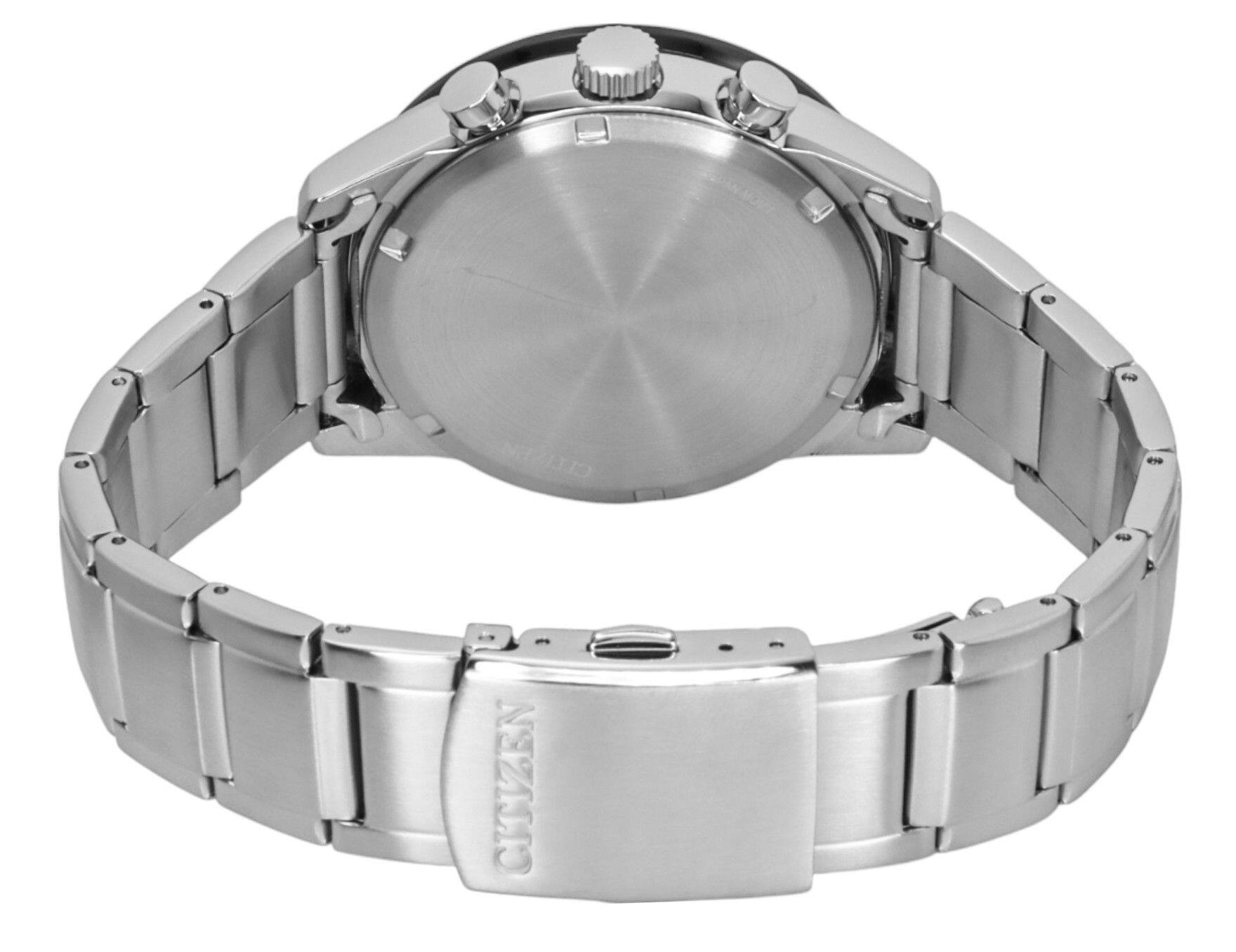 Back. Citizen - Eco-Drive Chronograph Stainless Steel Blue Dial CA4624-56L 100M Men's Watch - Blue.