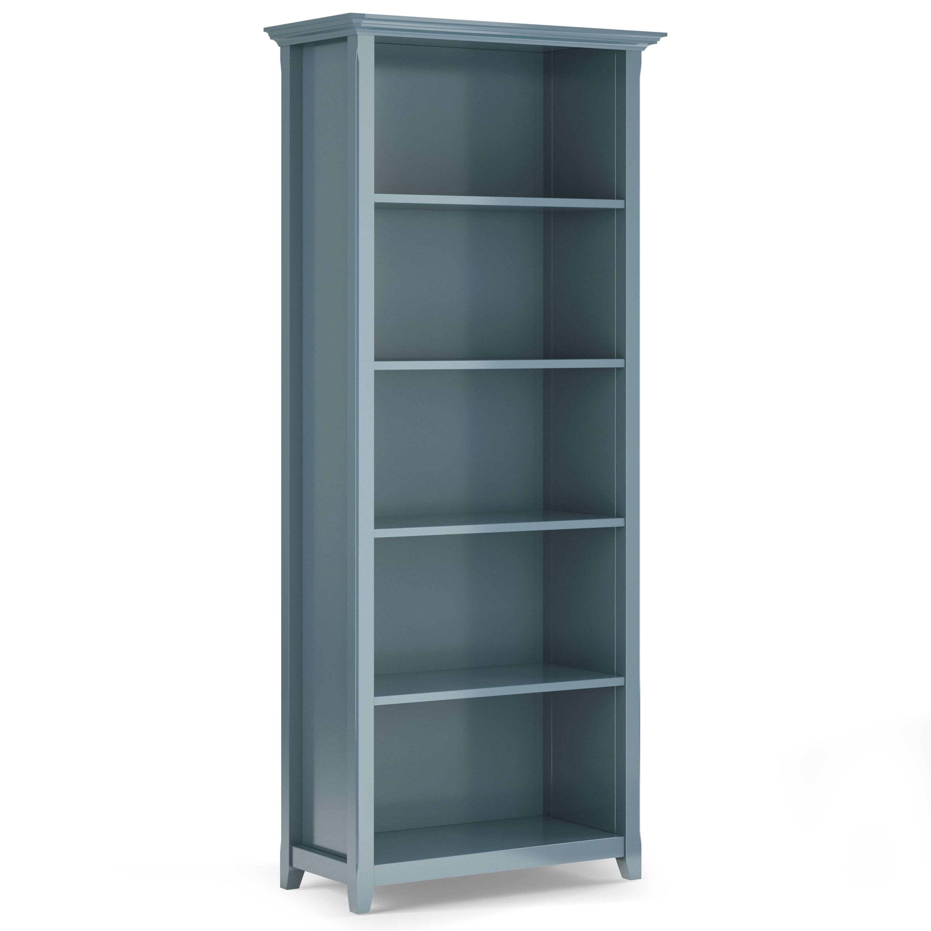 Simpli Home - Amherst 30 inch Wide Solid Wood Transitional 5 Shelf Bookcase - French Blue