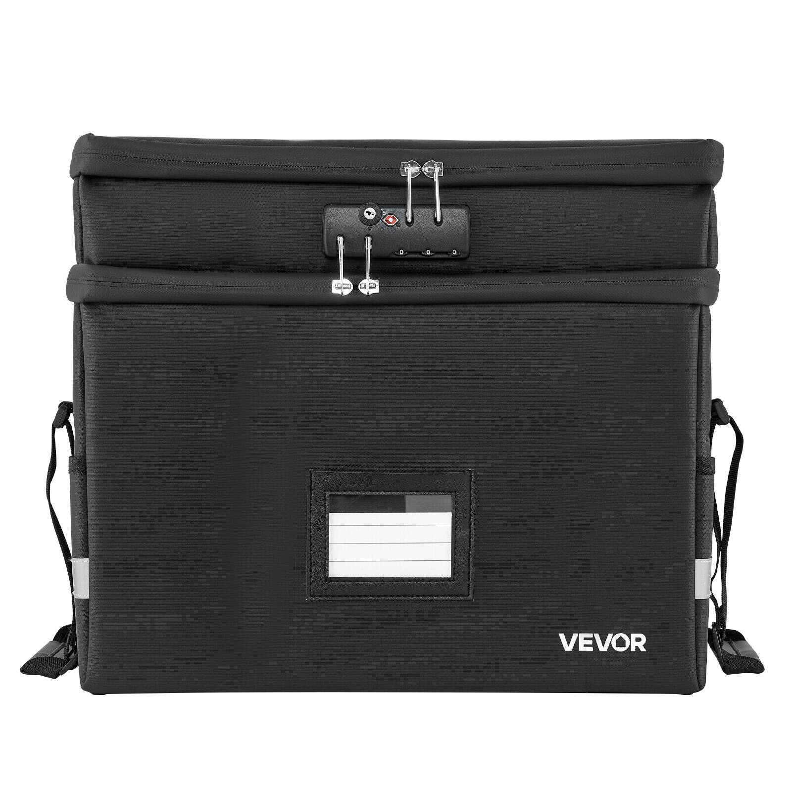 Alt View 5. VEVOR - Fireproof Document Box, 1832 ℉ Heat Insulated Fireproof & Waterproof Box with Lock, Portable Two-Layer File Storage - Black.