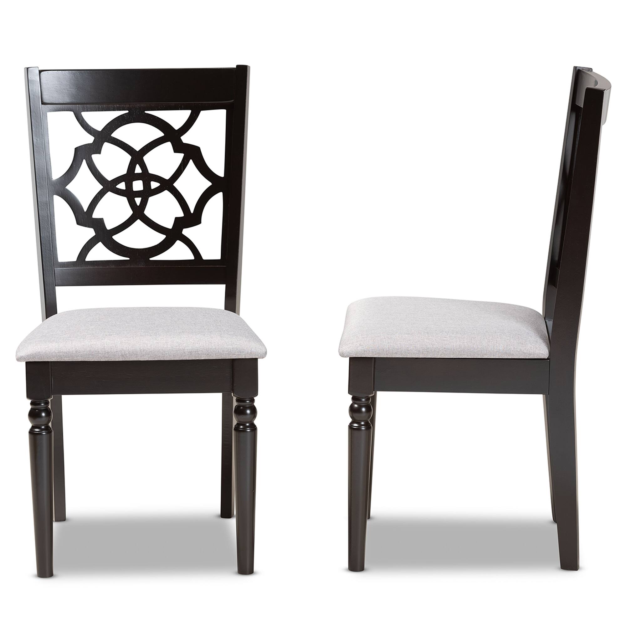Left. Baxton Studio - Renaud Modern Fabric Upholstered and Finished Wood 2-Piece Dining Chair Set - Grey/dark brown.