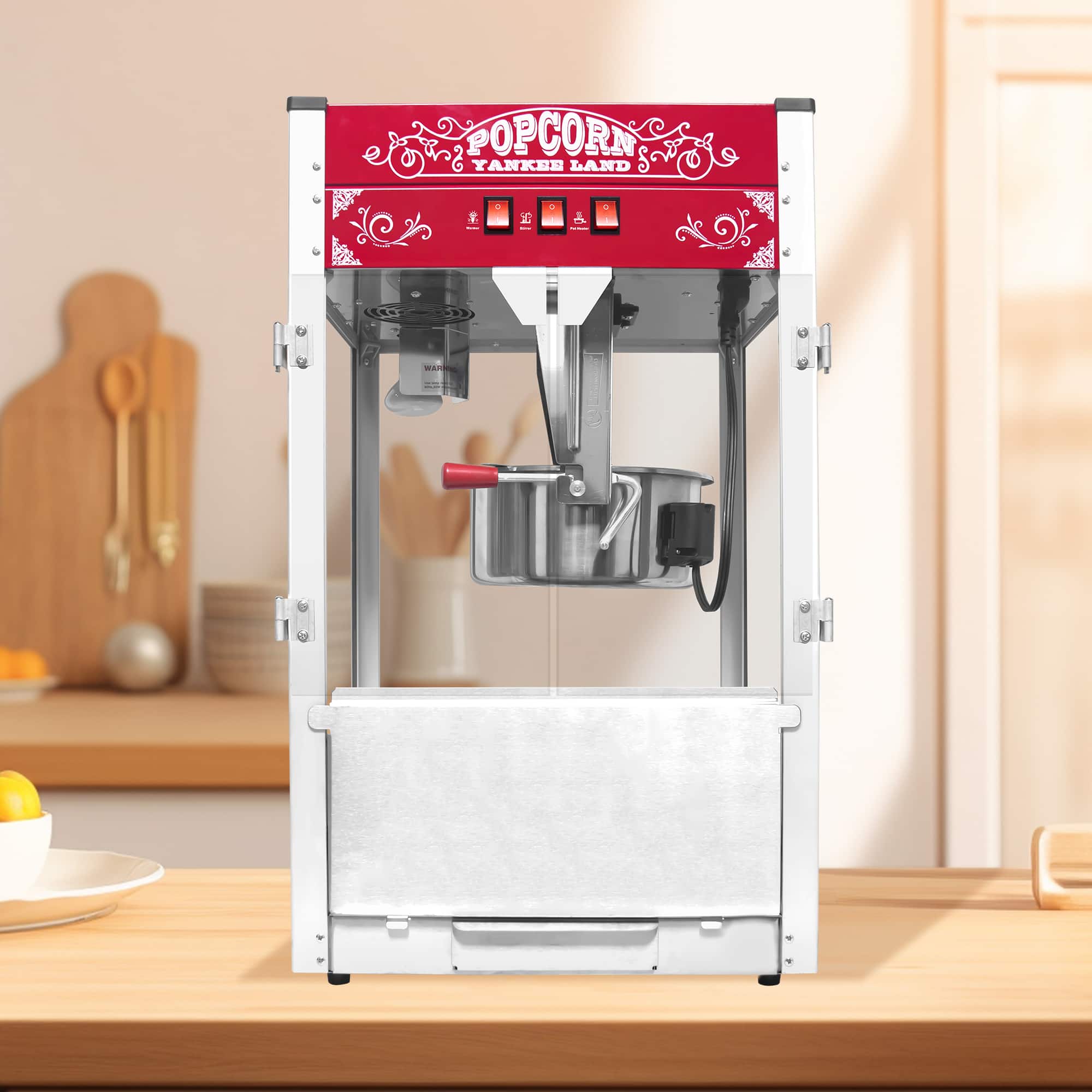 GOODSILO - Commercial Popcorn Maker Machine with 16 Oz Kettle - 1440W Countertop Popper for High Volume Theater Style - Red