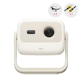 JmGO - N1S Nano Mini Portable Projector 200" Google TV Netflix Dual Speakers Dolby Audio Projector with 3D Glassess - Creamy