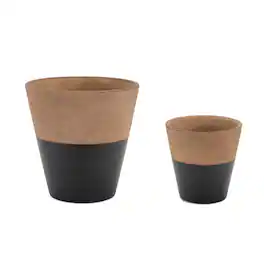 BreeBe - Tapered Two-Tone Planter (Set of 2) - Black, Brown