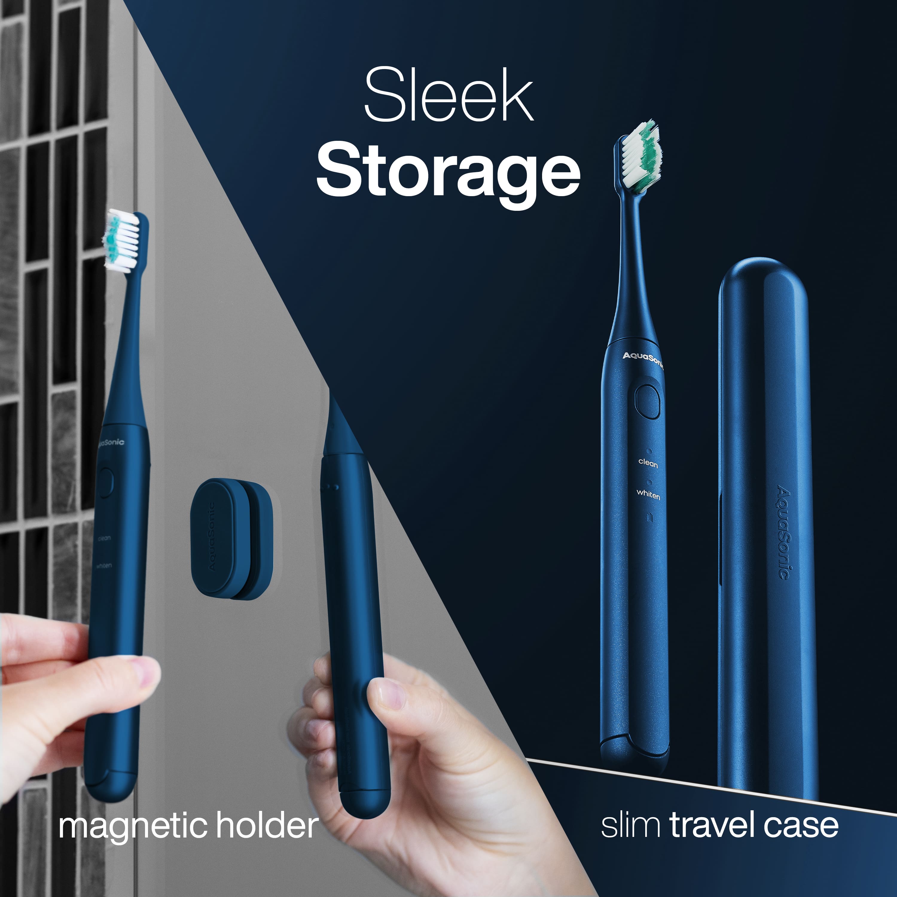Sleek Storage
magnetic holder
slim travel case