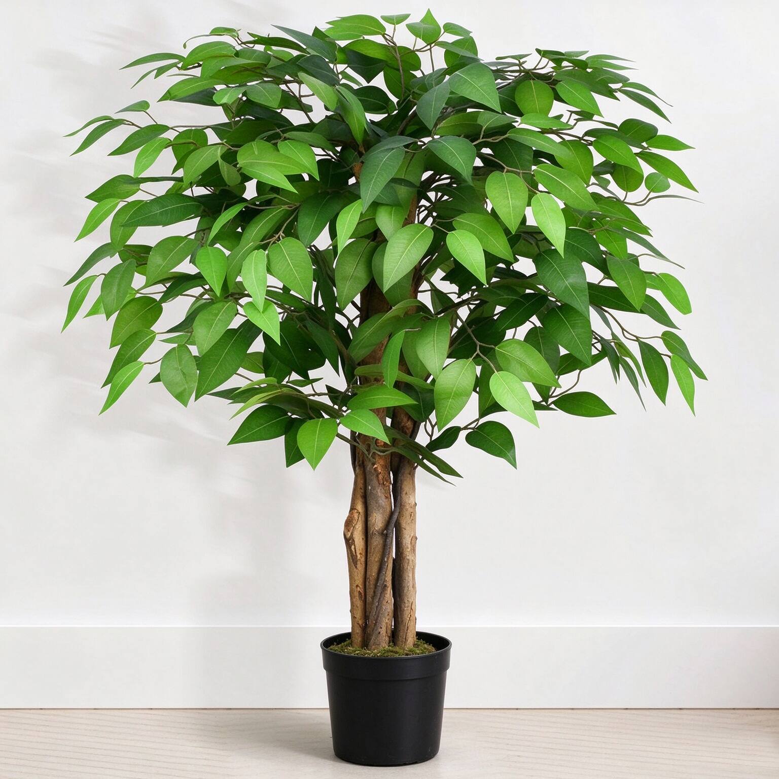 Front. Oumilen - 3ft Artificial Ficus Tree – Fake Ficus Plant with Realistic Leaves, Detachable Design for Indoor Home Decor - Green.