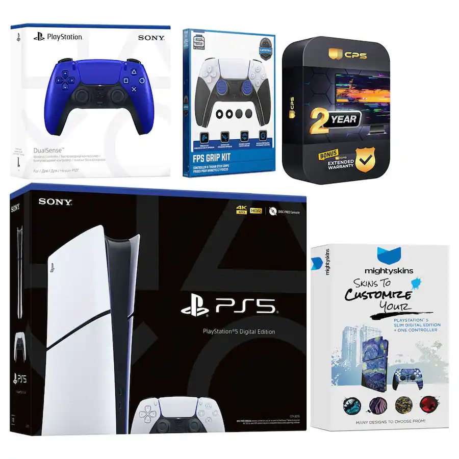 Playstation 5 Slim Digital with Extra Controller, FPS Grip Kit and ...