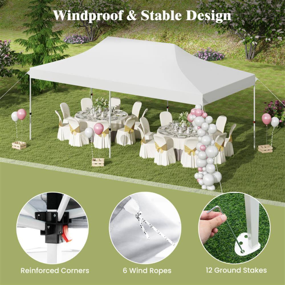 Windproof & Stable Design  
Reinforced Corners  
6 Wind Ropes  
12 Ground Stakes