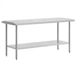 Flash Furniture - Reader Portable Prep and Work Table with NSF Certified 18 Gauge Stainless Steel Top Shelf with Poly Cutting Board and Ga - Gray