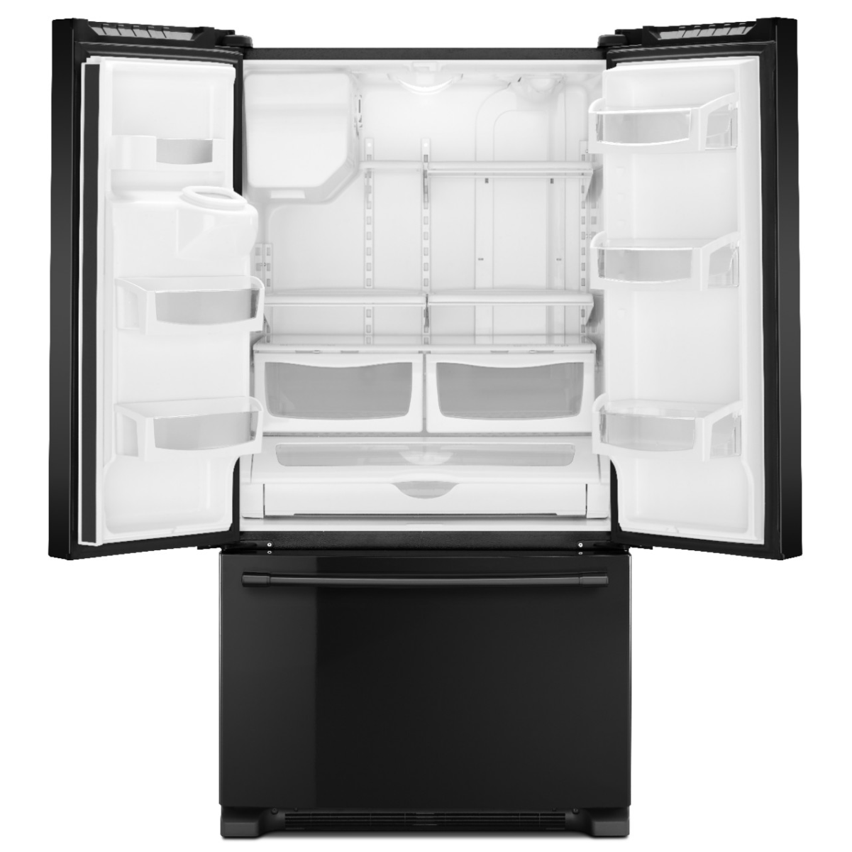 Angle. Maytag - Maytag - 25 Cu. Ft. French Door Refrigerator with PowerCold Feature - Black - Black-on-Black.