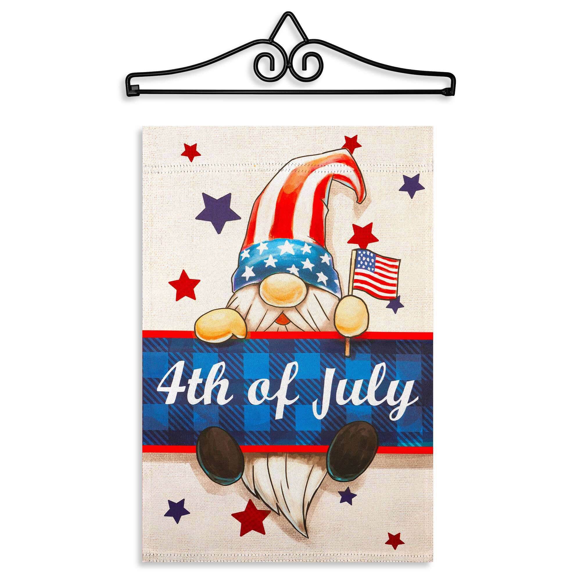G128 - Garden Flag Set — 14.2 in Iron Hanger & 12 x 18 in Double-Sided 4th of July Gnome Flag - Red, White, Blue price history on PriceWatchPro