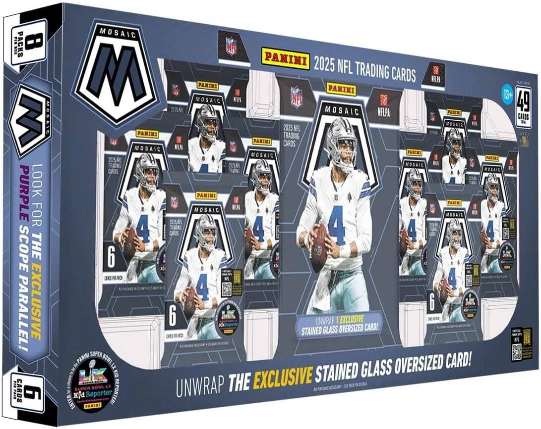 PINGOK PACKS 8 3 MOBAIC PURPLE LOOK FOR SCOPE THE PARALLEL! EXCLUSIVE PER PACK CARDS 6 MOSAIC NF PANINI 2025 NFL TRADING CARDS 1 M 2025AFL MOSAIC PAMIMI NN NFL MOSAIC PANINI 7S NELA 13+ 49 NELPA PANTL CARDS MOSAIC 2025 MFL PAMINI TRADING PAMIMI CAROS MOSAIC IN PARTNT MOSAIC PAEIN 2025 SOING MOSAIC FN MOSAIC EA CaROS 20% A PAMIMI PARIMI MOSAIC IAN FA MOSAIC 2025AFL 4 CaROS 4 4 4 6 DE  4 4 6 6 UNWRAP 1 EXCLUSIVE  STAINED GLASS OVERSIZED CARD! 3E UP  SUPER PANINI BOWL OVERSIZED CARD! LX GLASS OIX THE EXCLUSIVE STAINED BOWL LX UNWRAP THEZEW SUPER ENTER Kjd Reporter REPORTER!