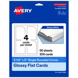 Avery - Rectangle Flat Cards, 3-1/2" x 5", Glossy 200 Total - White