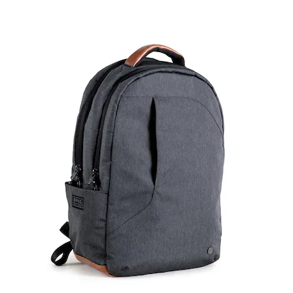 Front. PKG - Durham Outpost Recycled Backpack - Black / Gray.
