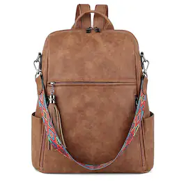 Cozy Serene - Leather Backpack Purse For Women Designer Travel Purses Pu Fashion Ladies Shoulder Bag With Tassel - 1 Purse Brown-Medium (14-in Height)
