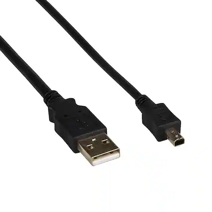 Front. Sanoxy - 6ft USB 2.0 Type A to Mini 4-Pin Cable Male to Male, 480Mbps High-Speed Data Transfer Cord, Black - Black.