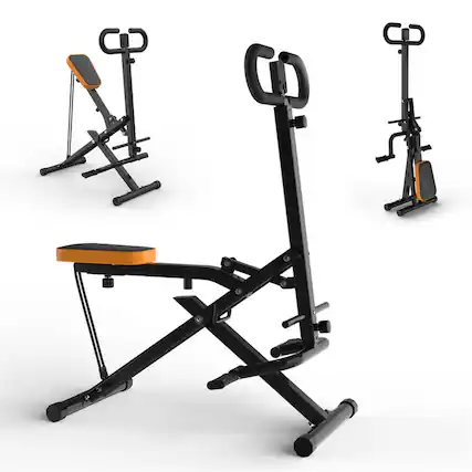 Front. HTUTWOO - Squat Machine for Home - Foldable Glutes Assist Trainer with Resistance Bands, Booty Butt Thighs Workout, Ab Back Leg - Black.