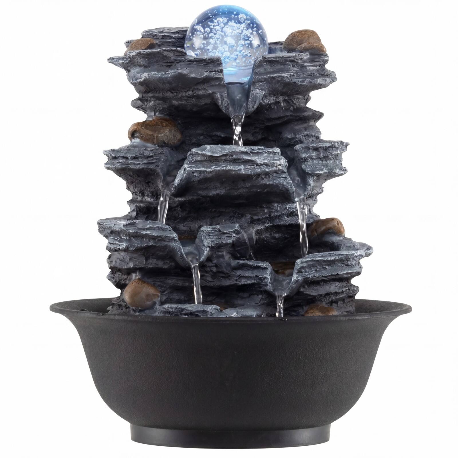 Alt View 1. Costway - Costway Tabletop Water Fountain with Rolling Crystal Ball, Color-Changing LED Light, Pump - Black.